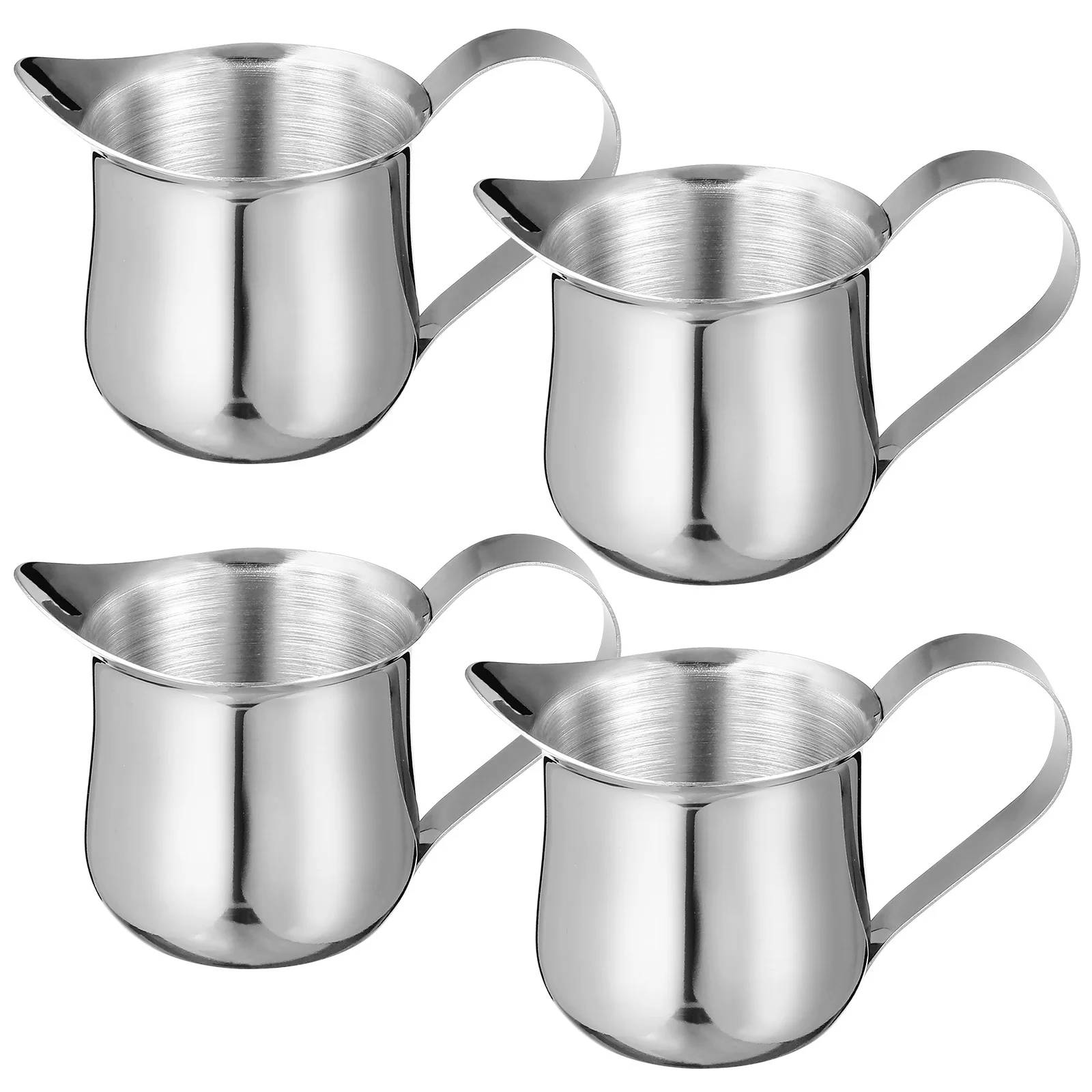

4pcs Stainless Steel Creamer Pitcher Small Milk Jug With Handle Coffee Measuring For Home Office Kitchen Bar Use Espresso Shot