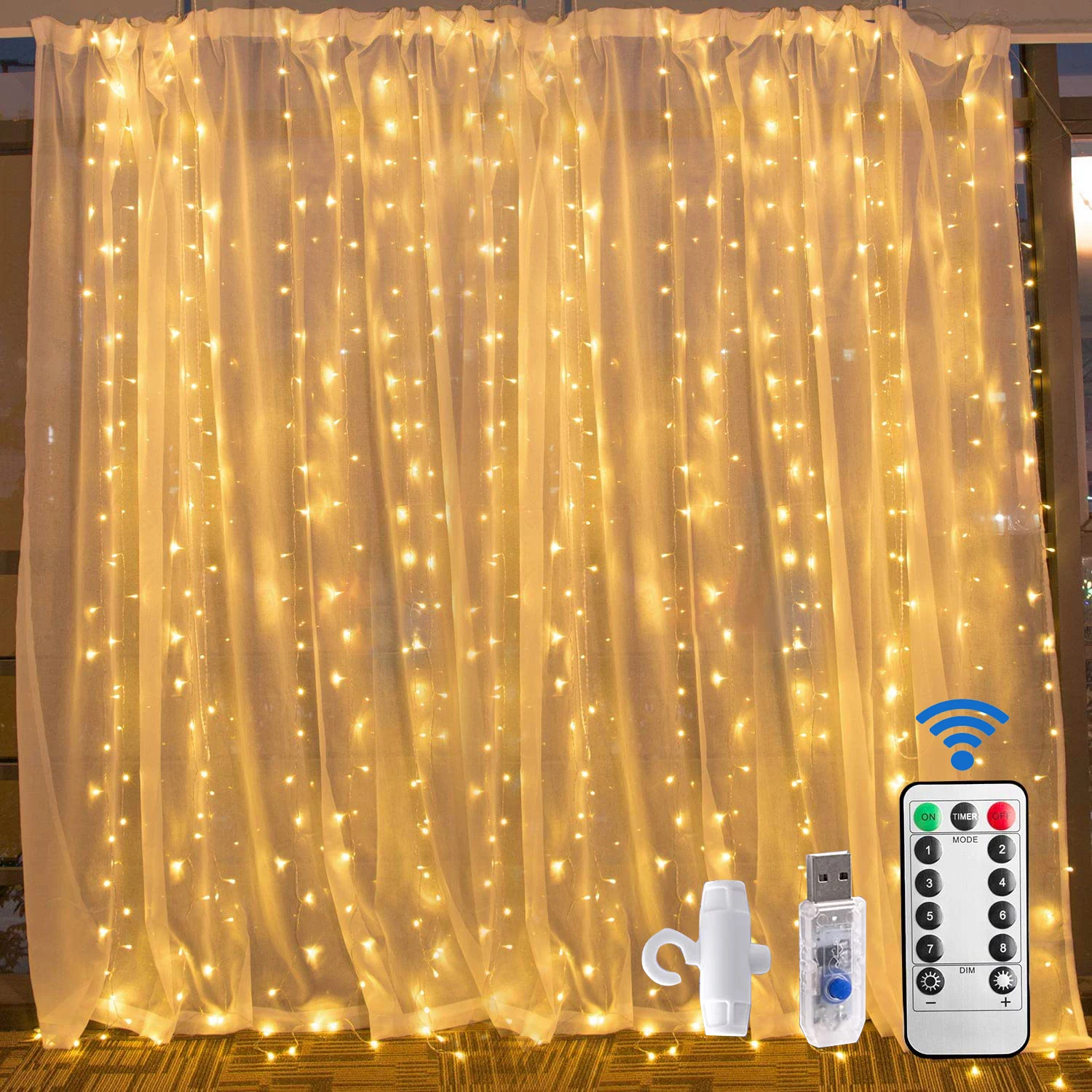 

LED Curtain Lights Waterproof Fairy String Light with Remote Control Wedding Party Home Garden Room Decoration Christmas Lights