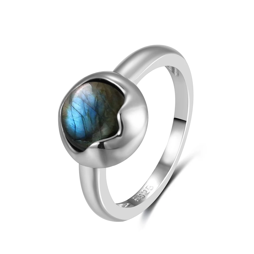 Women's Labradorite 925 Silver Ring with Rainbow Light, Gift