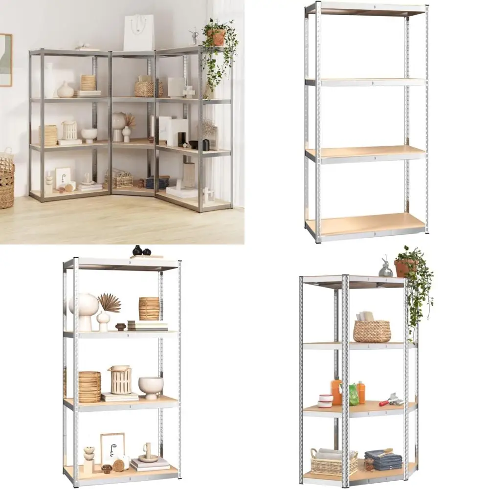 Estantes de almacenamiento ajustables para cocina y garaje, estante organizador de madera de ingeniería, juego de 3 piezas, plateado