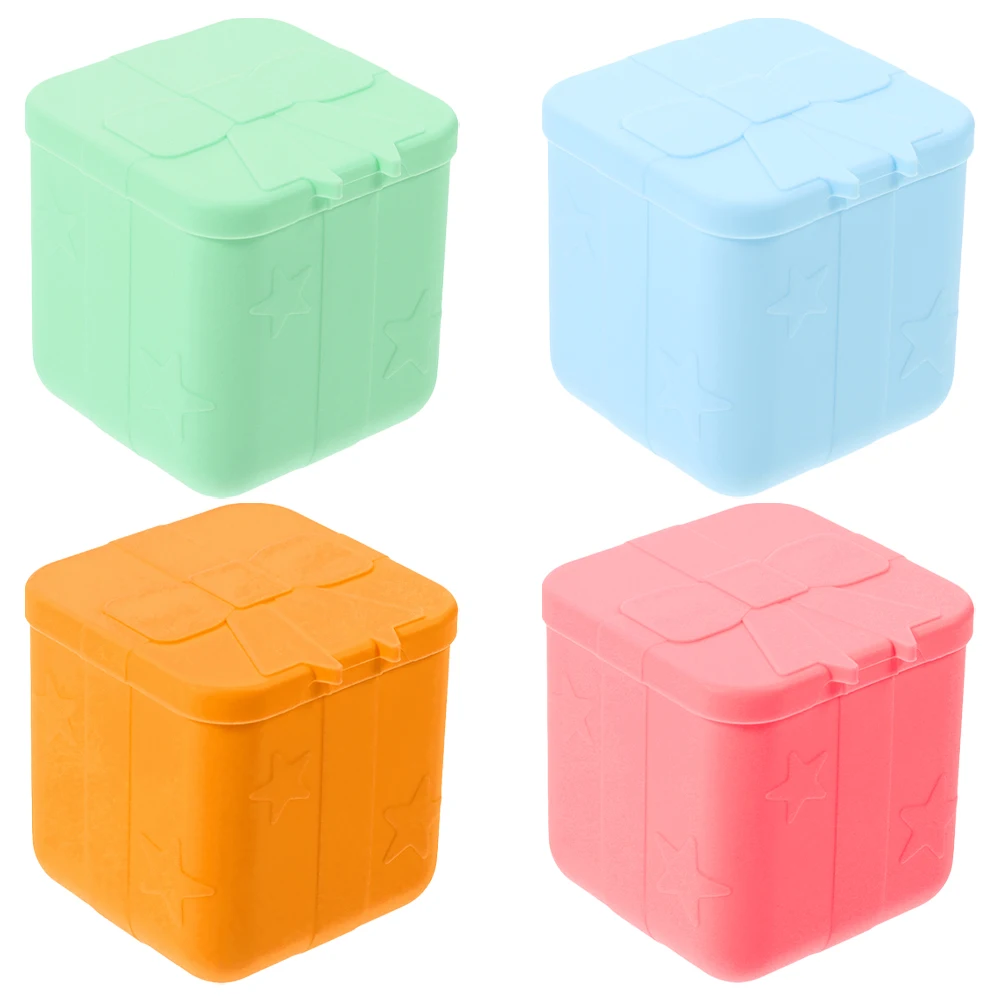 

4 Pcs Leakproof Silicone Sauce Containers 56x56x6cm Blue Pink Green Small Boxes for Lunch Picnic Office Storage