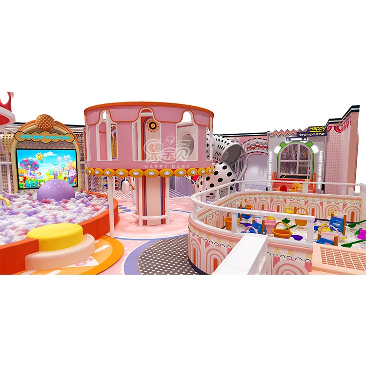 289 Sqm 3.2 m Height Children Pink Candy Theme Commercial Inside Indoor Playground for Kids