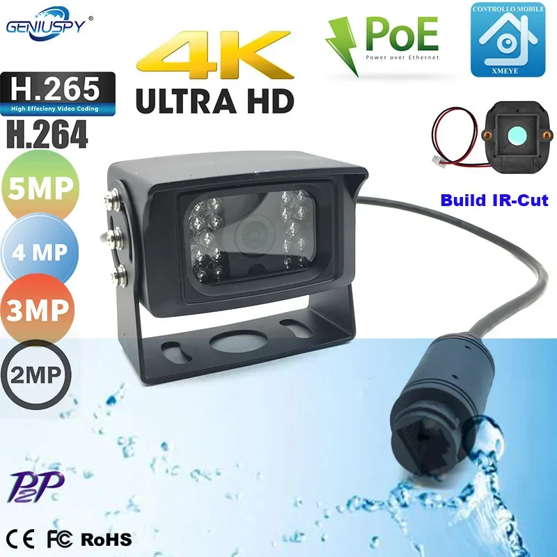 POE Waterproof 1MP 2MP 3MP 4MP 5MP 8MP 4K BUS IP Network Camera Outdoor Waterproof IP67 CAR IP CAMERA IR Cut Night Vision Xmeye