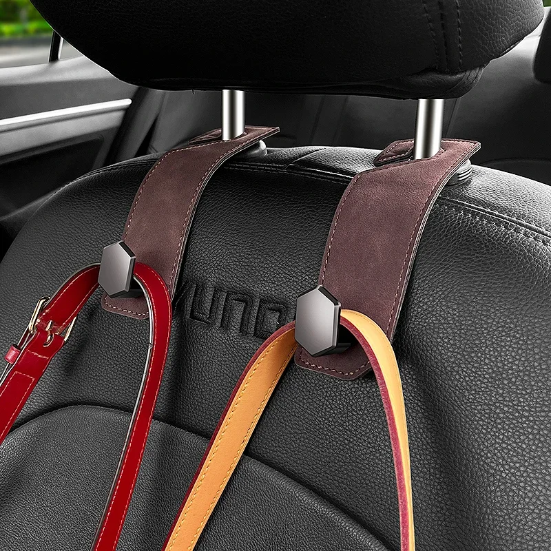 

Car Rear Seat Hanging Hook Car Interior Organizer Hook Accessories Suede Premium Hanger Universal Headrest Double Hooks