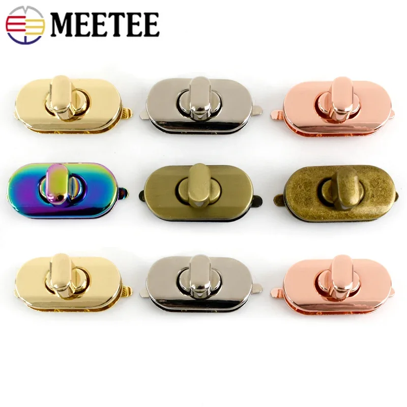 1-5Pcs Meetee 35x18mm Metal Bag Lock Clasp Handbag Twist Turn Locks Buckle Oval Rotating Twisting Clasps Hardware Accessories