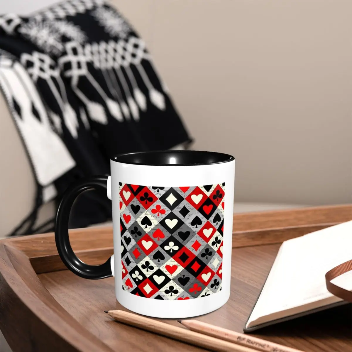 Playing Cards Poker Print Mug Funny Ceramic Coffee Cups Tea Mugs Milk Cup Drinkware Gift for Friends