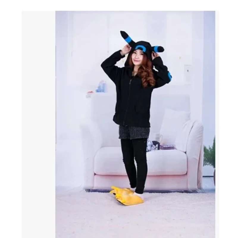 

2025 New Anime Shiny Umbreon Women Men Zip Hoodie with Ears Tails Cosplay Costume Hoody Jacket Coat Outwear Hooded Sweatshi ★★★
