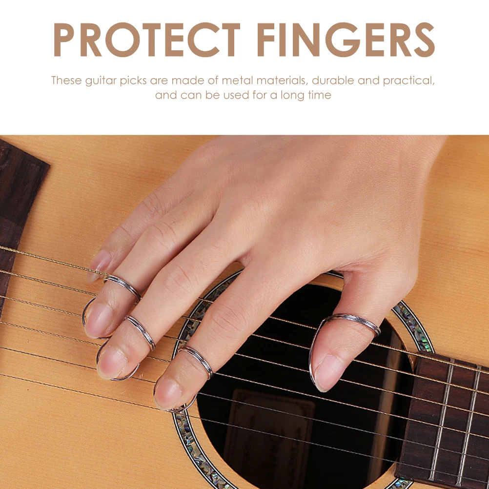 

8 Pcs Metal Guitar Picks Durable Thumb Finger Bass Plectrums Classical Folk Guitars Smooth Edge Practice Accessories