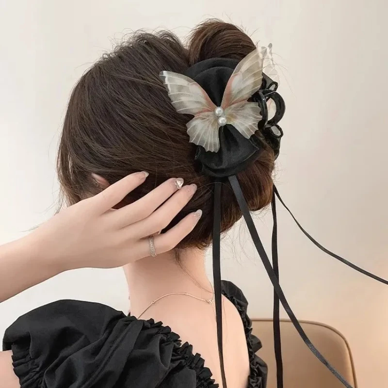 

Female 2024 New Women's Butterfly Ribbon Hair Accessories Casual Hair Claw Headwear Korean Style Fashion Bow Strap Hair Clip