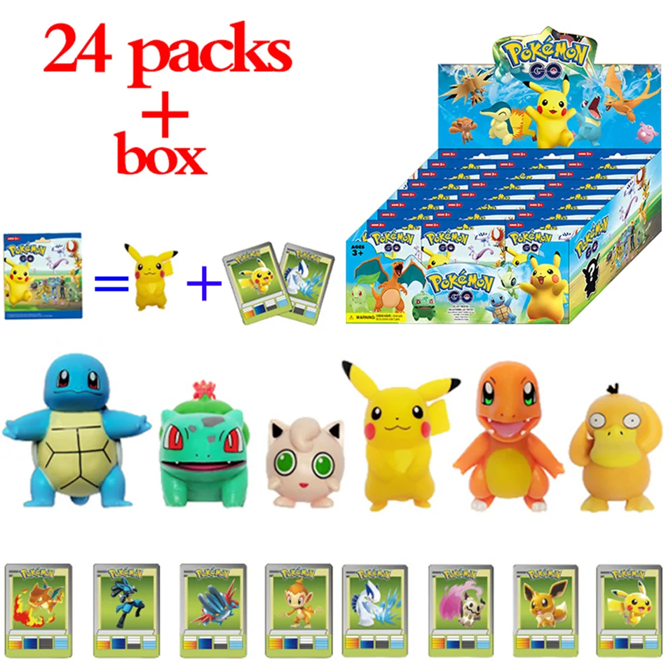 Popular Anime Pokémon Pikachu 2-24PCS Plush Toy Blind Box PVC Model Mysterious Doll Model Birthday Gift