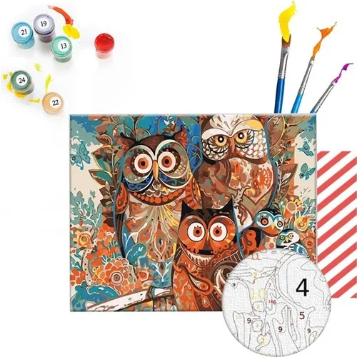 Owl And Family 40*50 cm Canvas Print Painting Set