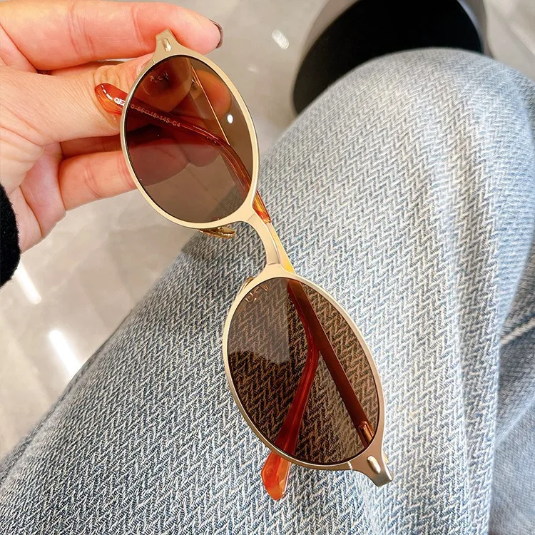 

Trendy Oval Sunglasses for Women Luxury Brand Designer Metal Frame Sun Glasses Ladies Classic Vintage Round Shades Unisex