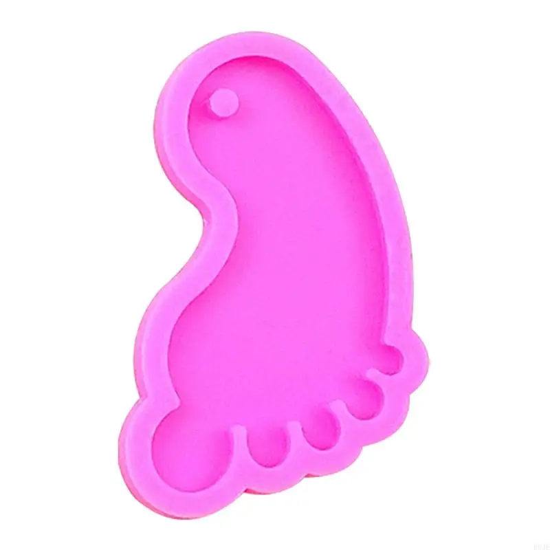 

R9JE Pink Shiny Small Foot Keychain Silicone Mold for Valentine Love Gift Craft