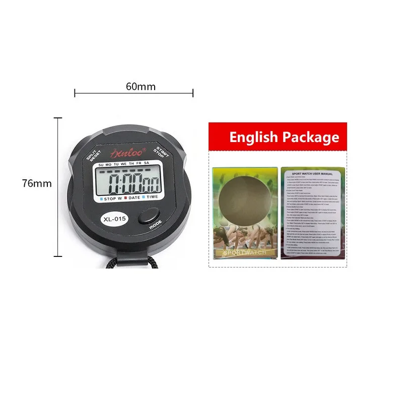 XL-015 المهنية الرياضة توقيت ساعة توقيت إلكترونية صغيرة Lcd 1 صف ساعة توقف رقمية لمدرب الكرونومتر السباحة الجري