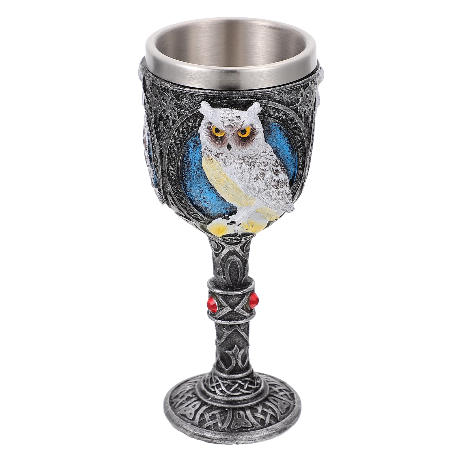 

Owl Glass Goblet Creative Drinking Cup Stainless Steel Resin Practical Home Bar Restaurant Decoration Red Cup
