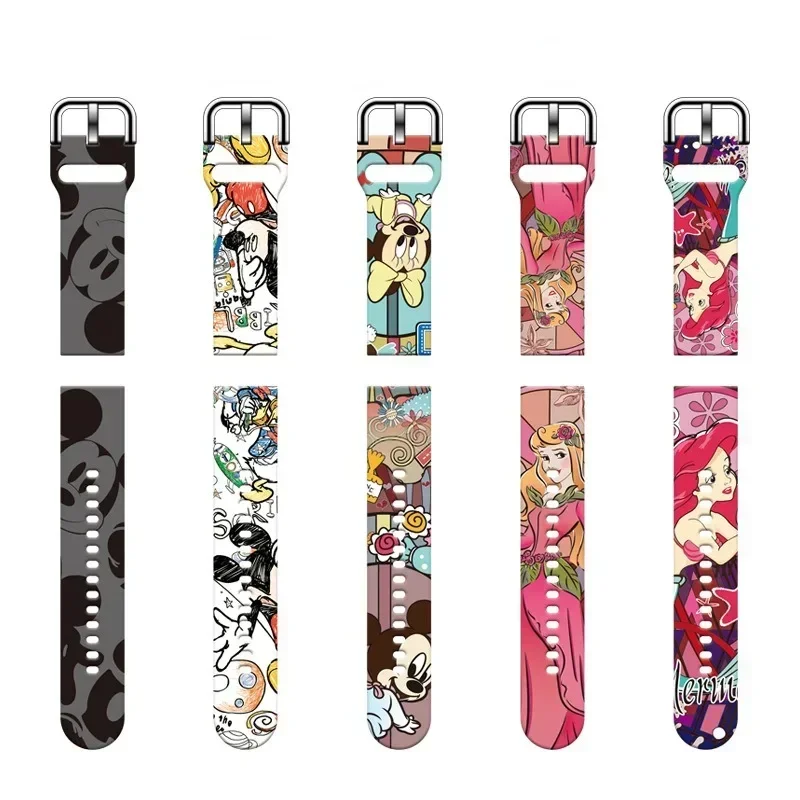 Disney Mickey Anime Printed Strap for Samsung/Huawei/Huami/Jiaming/LG/OPPO/Tiwatch Watch Bands Bracelet Silicone Sports Fitness