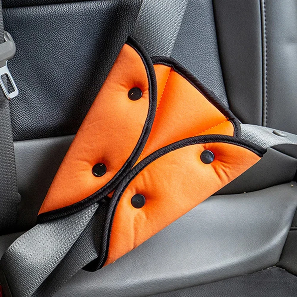 Carro criança cinto de segurança sem estrangular o pescoço, triângulo fixador ajustador, anti-pescoço, acessórios de simulação, macio e confortável