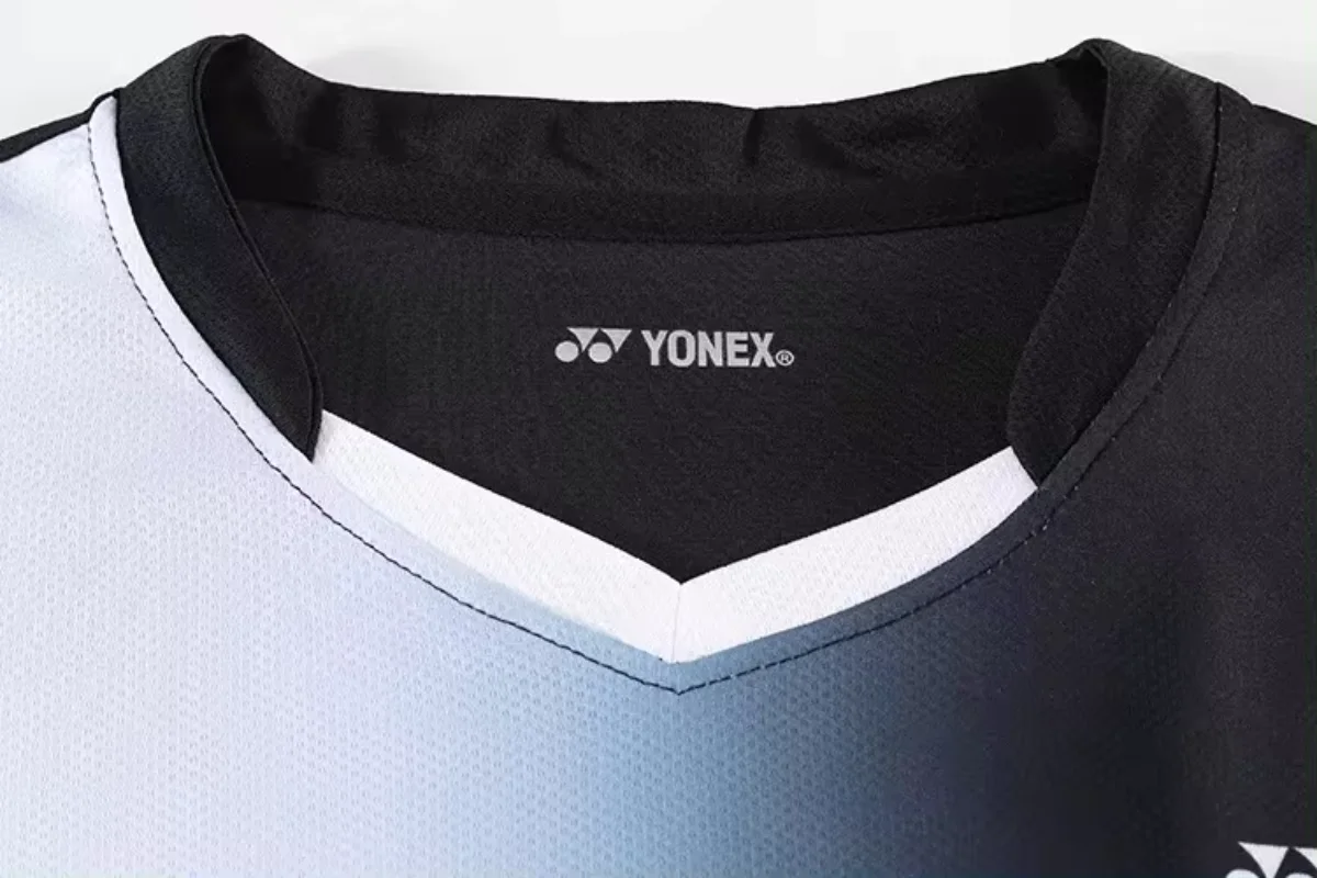 Yonex roupas de badminton masculinas e femininas, blusas de manga curta, camiseta absorvente de suor respirável, secagem rápida, nova