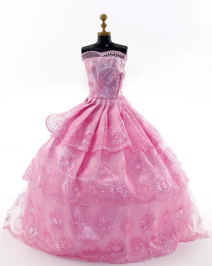 2025 Hot Doll Dress Clothes Clothing Elegant Lace Multi Layers Wedding Dress For Doll Luxury Floral Dolls Accessories