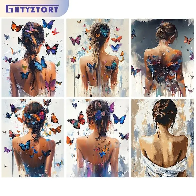 

GATYZTORY Diy Painting By Numbers Kits Butterfly Girls Handpainted Oil Painting On Canvas Diy Ideas Crafts For Home Decors