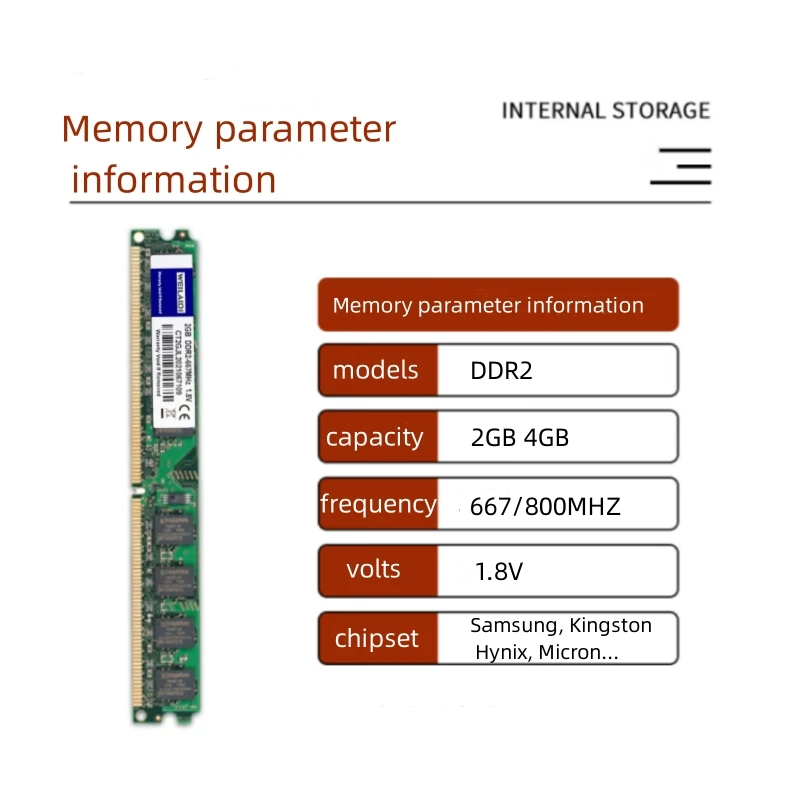 DDR2 2 ГБ, 4 Гб, 667 МГц, 800 МГц, Стандартная оперативная память для ПК, модуль ОЗУ для настольного компьютера, PC2 1,8 в, Совместимость с AMD и Intel CL5 CL6