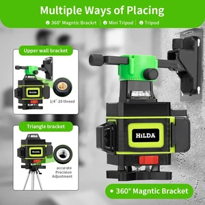 شعاع الليزر الأخضر Hilda-4D 16 خطا ، التسوية الذاتية الرأسية والأفقية 360 ، شعاع الضوء الأخضر ، أداة بصرية أفضل 10 زجاج مستوى ليزر مبيعا - No8