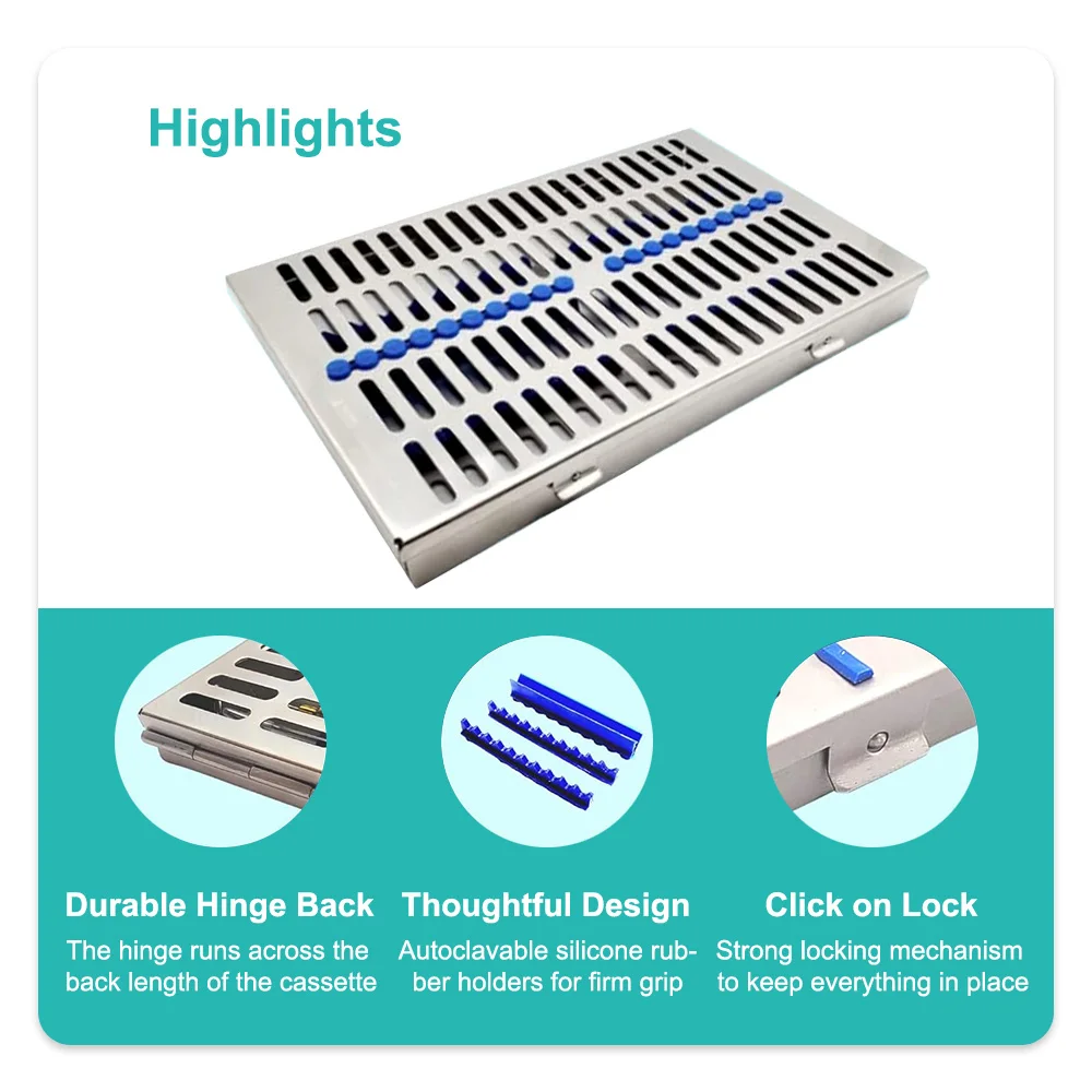 Stojak do sterylizacji stomatologicznej Chirurgiczne, autoklawowalne pudełko do sterylizacji Denspay Nierdzewne wiertła kasetowe dentystyczne Taca
