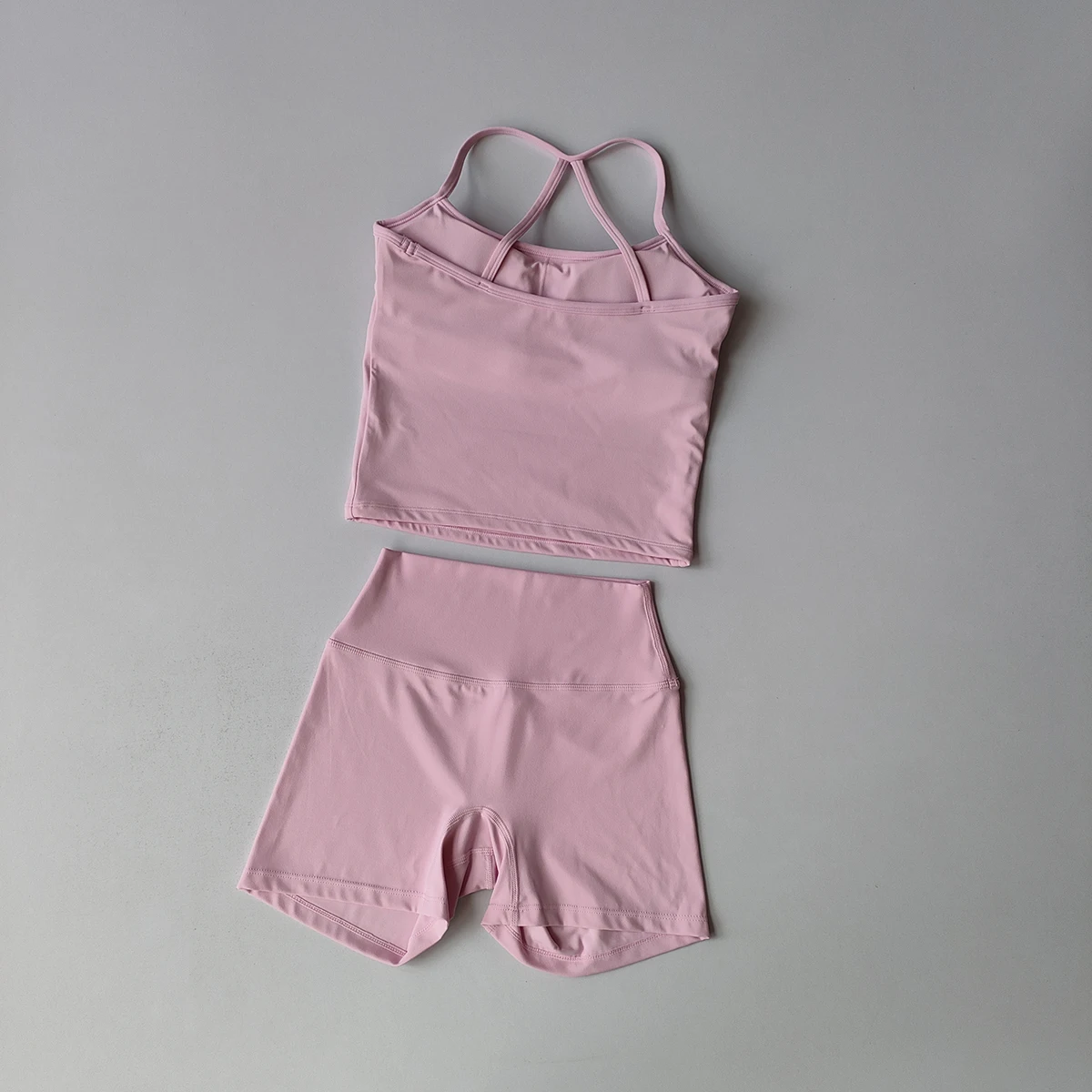Langes Trägerloses Top-Set Yoga Gym Set Nahtloser Rückenfreier Sport-BH Tops Tanktop Hüftlift-Leggings Gym-Shorts-Sets Sportset – Detail 21