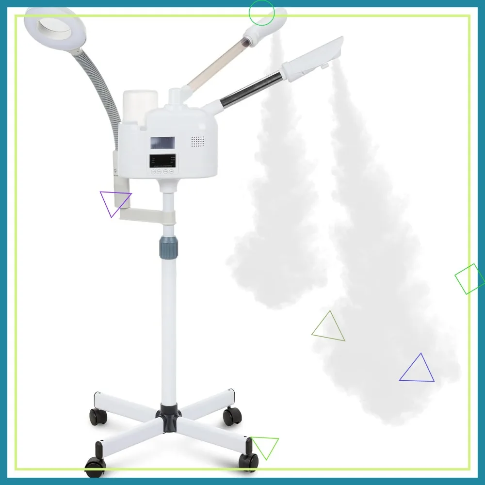 

3 in 1 Professional Facial Steamer with Hot & Cold Nozzle, 5X Magnifying Lamp for Home or Spa Use