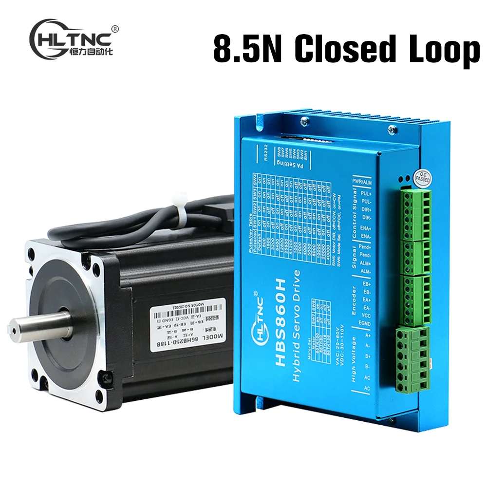 86mm 8.5N.m Nema 34 86HB250-118B Closed-loop step servo motor Hybird close loop 2-phase stepper driver SW6 HBS86H / SW8 HBS860H