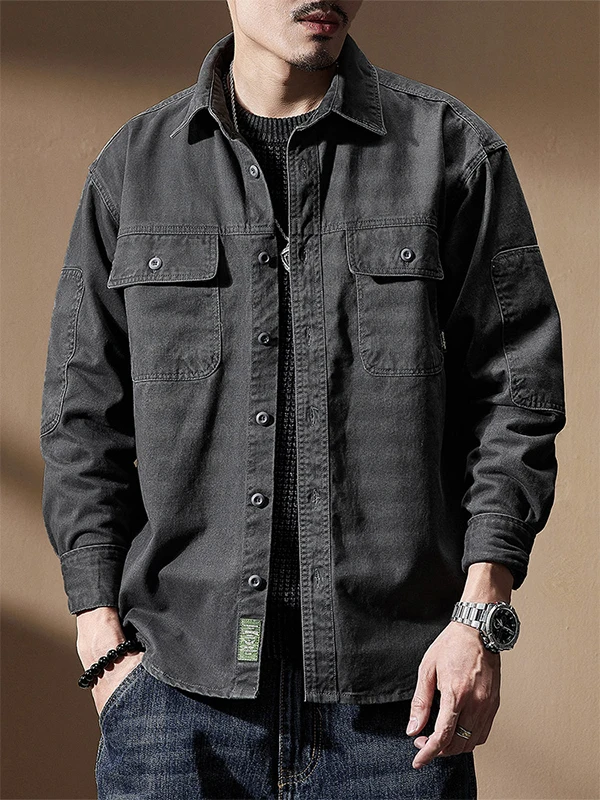 

Мужская повседневная куртка свободного кроя с длинными рукавами в американском стиле, из хлопка, антибактериальная, устойчивая к деформации, для молодежи, осенняя