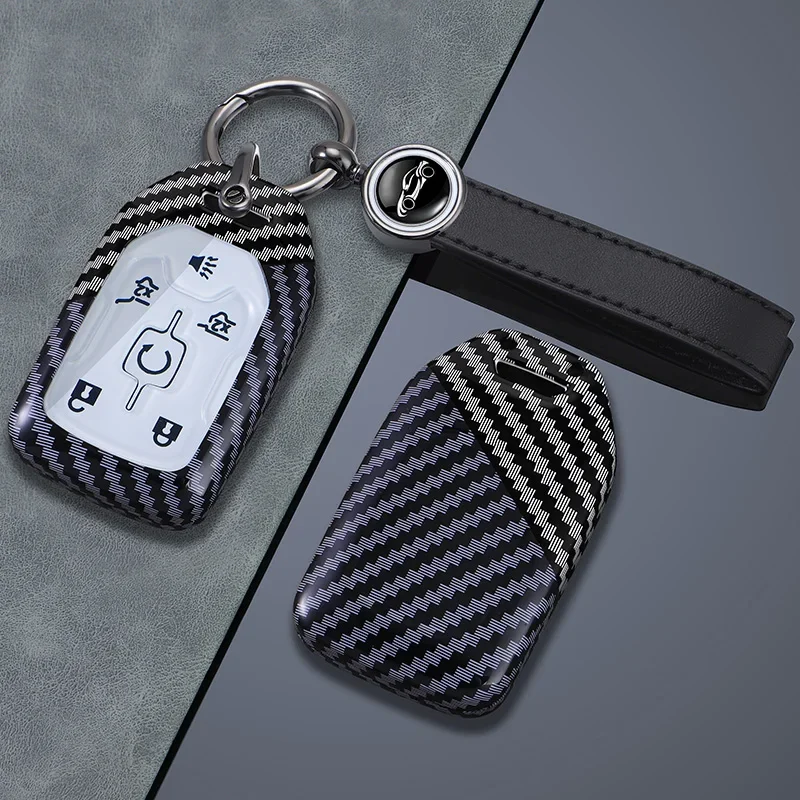 6 Buttons  ABS Carbon Fiber Car Key Case Cover Shell for Chevrolet Silverado GMC Sierra 1500 2500HD 3500HD Terrain Acadia 2020