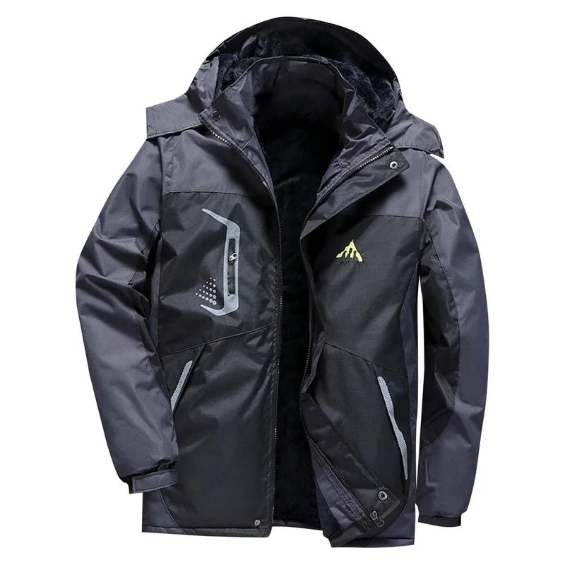 

Men's Winter Face Jacket Thermal Cotton Wear Resistant Outdoor Long Coat for Couples Middle Age Style Stand Collar Jacket