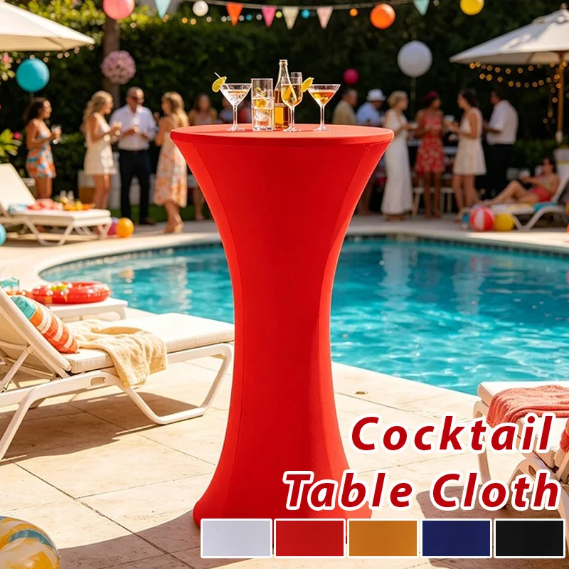 Housse de table ronde élastique en spandex, couleur unie, 1 pièce, nappe extensible pour cocktail, pour mariage, banquet, hôtel, bar, décoration d'événements