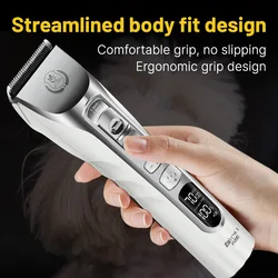 Fenice Professional Dog Grooming Machine Low-noise Clipper 5000mA Capacity Cordless LCD Screen Electronic Rechargeable Shaver
