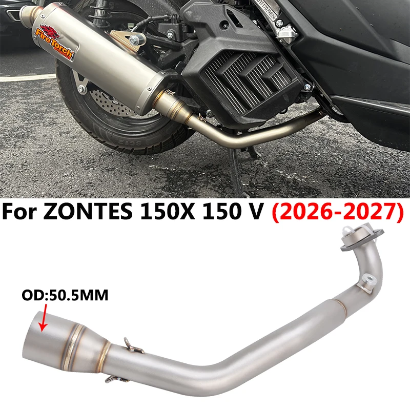 

Slip On For ZONTES 150X 150V 2026 2027 Motorcycle Exhaust 51MM Escape Tube Front Middle Link Pipe Stainless Steel Muffler