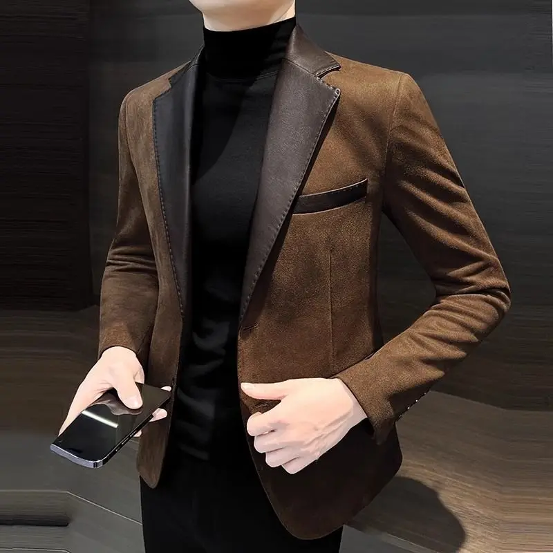 Árad vmiből Ősz Új Csináltatás stv Ingujj Visszahajtás Csőbilincs Fércmunka tömör blazers men's Öltözés Koreai pockets gomb Elegancia tops