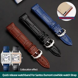 17.5mm 15.5mm Quick release watchband For Cartier Santos Dumont cowhide watch Strap lady's Pin buckle bracelet Black blue brown