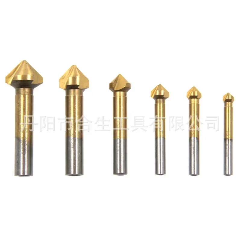 90 degree three-edge titanium-plated full-sharpened gold reaming and deburring countersink drill chamfering knife