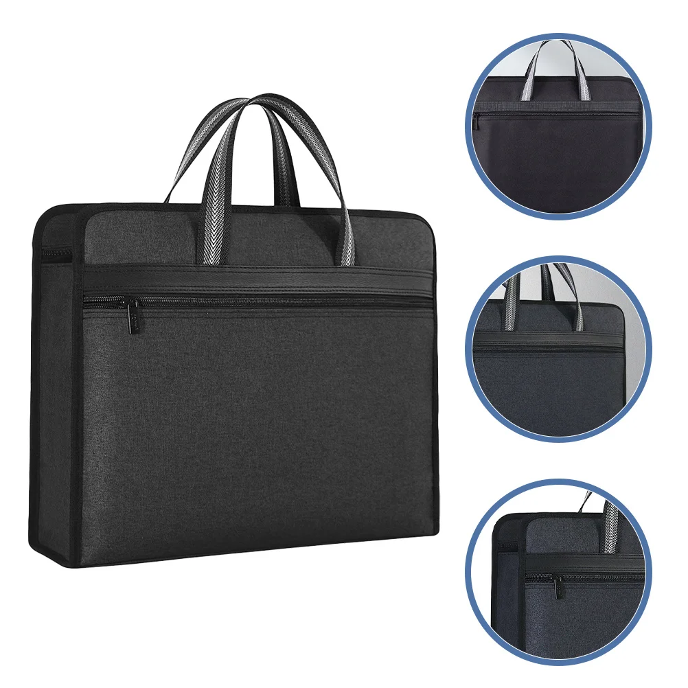 

Tote Bag Zippered File Package Document Organizer Travel Documents Storage Black Holder