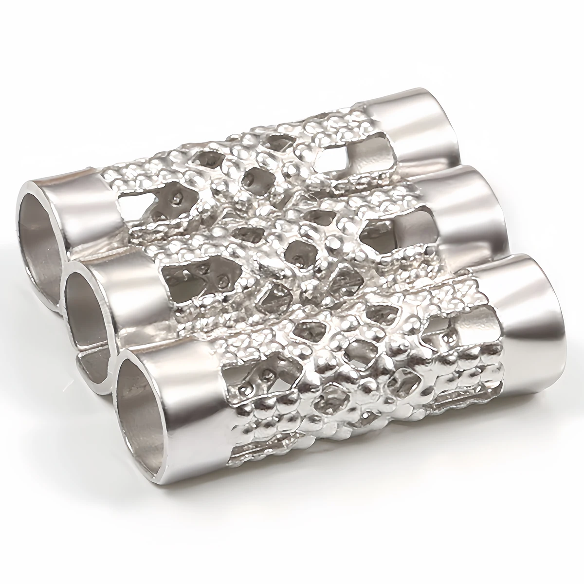 20/50pcs Stainless Steel Hollow Tube Spacer Beads Hair Braid Beard Lock Charms for Necklace Bracelet Jewelry Making Accessories