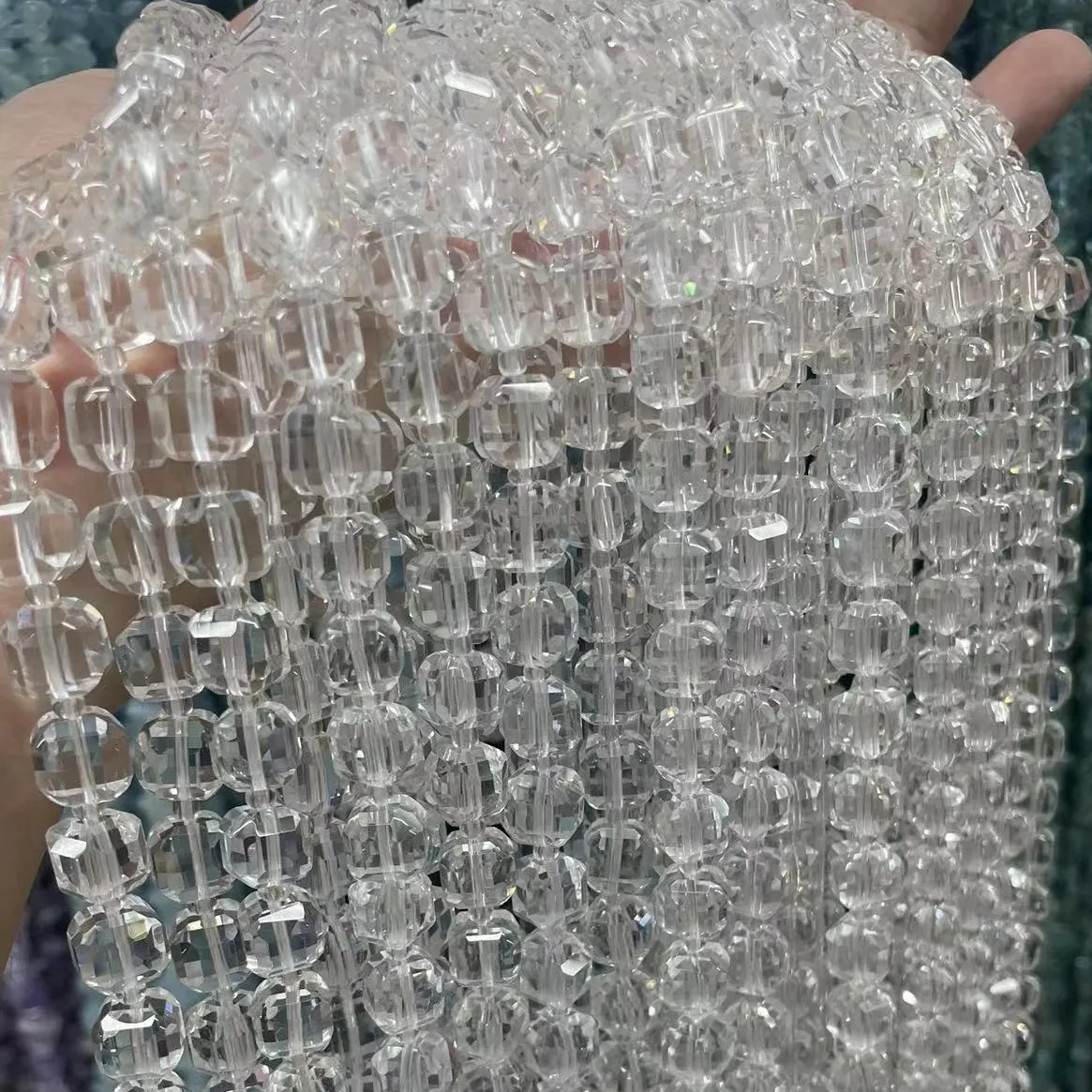 Natural Stone Beads Faceted Clear Quartz Rock Crystal Cube Beads Spacer Beads 8 10mm For Bracelet Necklace Jewelry Making