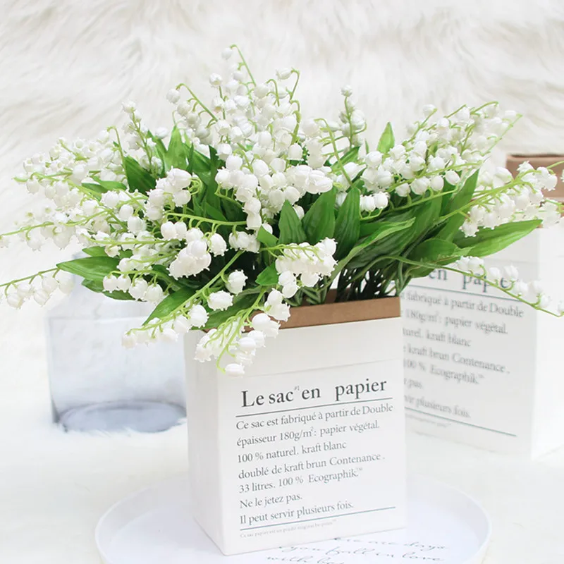 

36Pcs Lot Artificial Flowers Simulation Lily Of The Valley Wedding Bouquet For Living Room Table Ornament