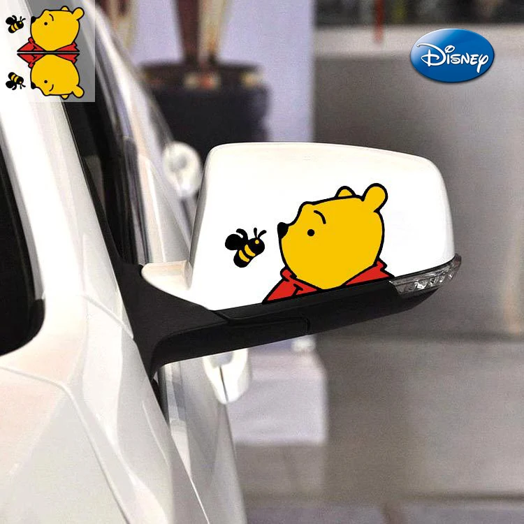 Disney Winnie The Pooh Car Sticker Kawai Pooh Auto Window Driving Mirror Decals Rear Windshield Motorcycle Helmet Stickers Decor