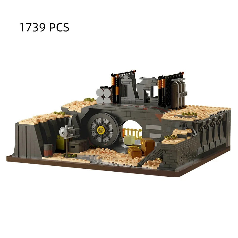 66145 Wasteland Underground Fortress Shelter Gate Building Blocks Set Post Apocalyptic Bunker Street View Model High Difficulty
