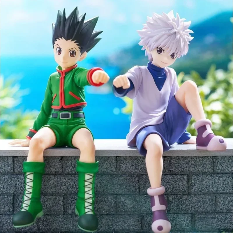 Anime Hunterxhunter Killua Zoldyck Figure Pvc 12cm Aciton Figure Noodle Stopper Figure Gon Freecss Sitting Model Toy Gift