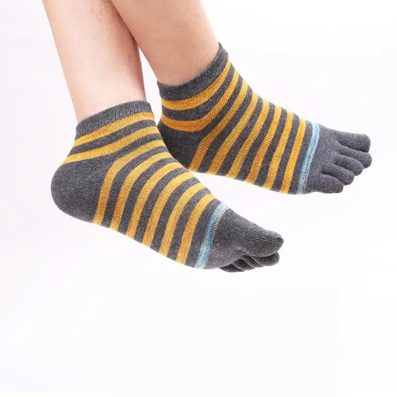 

Men's Five-finger Socks Cotton Toe Socks Men Stripe Short Tube Novelty Socks