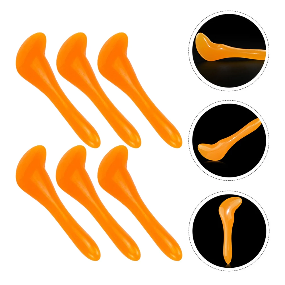 

6pcs 1 Set Massage Tools Gua Sha Boards Scraping Stone Tools Yellow Ergonomic Handle Beauty Skin Care Scraping Massager Blood