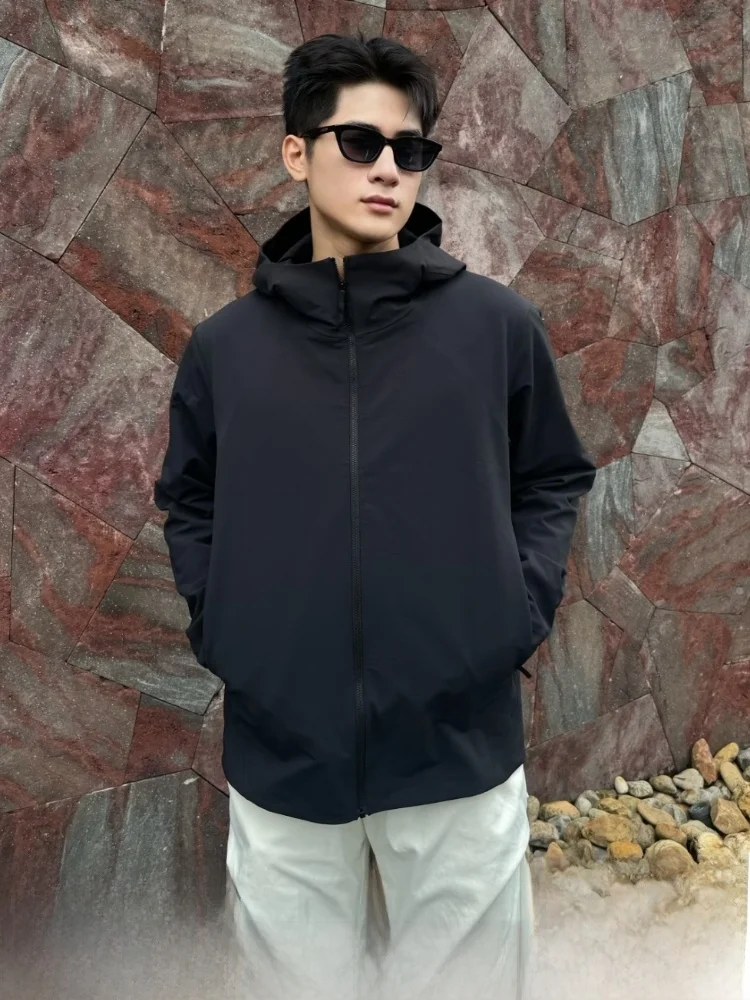 

High-End Men's Outdoor Windproof Waterproof Warm Fleece Hooded Soft Jacket Full Pressure Glue Process Clothing Coat
