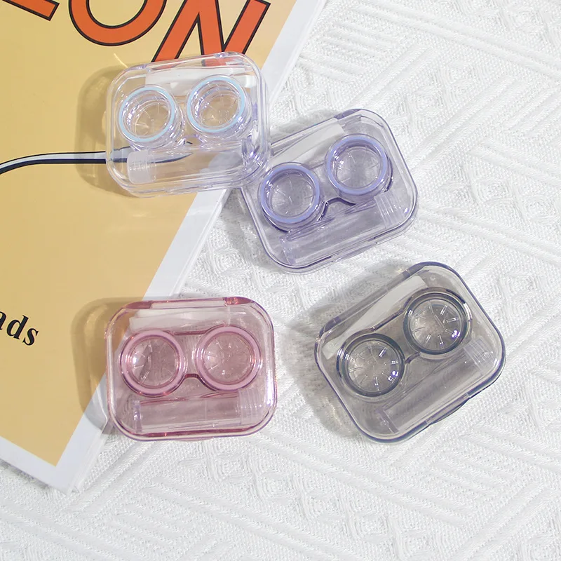 Transparent Tweezers Suction Stick Container Set New Style Portable Contact Lens Box for Women Travel Contact Lenses Case